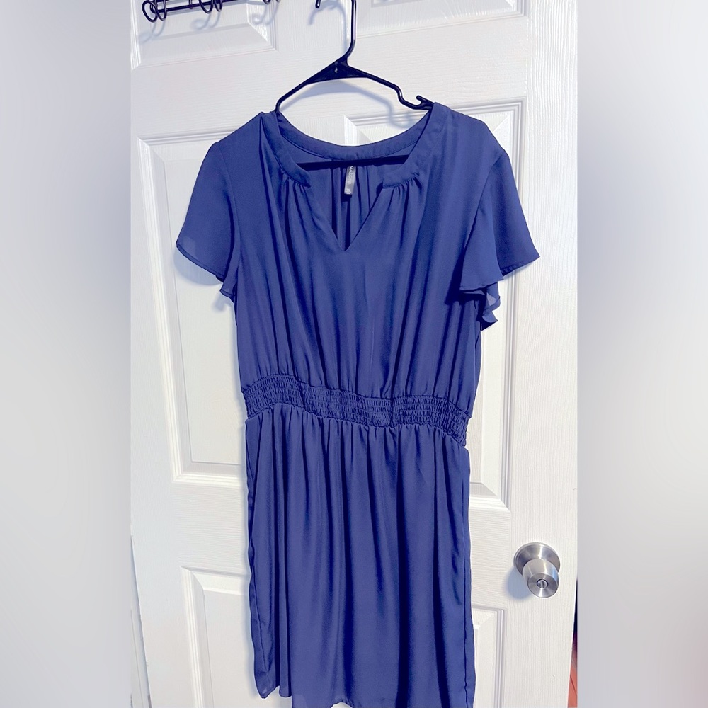 Blue elastic waist dress